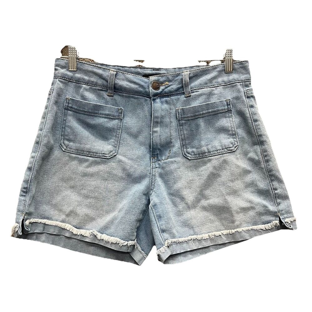 One 5 One Denim Shorts Sz6 waist 33" Raw Edge Pockets Jorts MidRise
